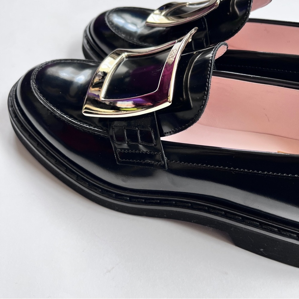 Roger Vivier Viv' Rangers Black Patent Leather Women’s  Loafers 39 US 9 - Picture 5 of 15